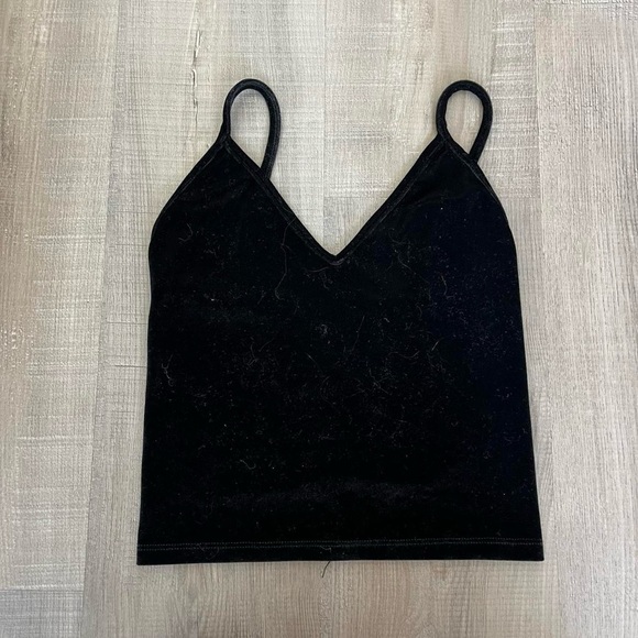Brandy Melville Black Velvet Crop Camisole - Picture 1 of 3